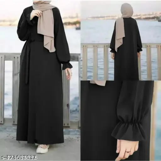 NEW TRENDY SIMPLE CHUN SLEEVES ABAYA BURQA (WITHOUT